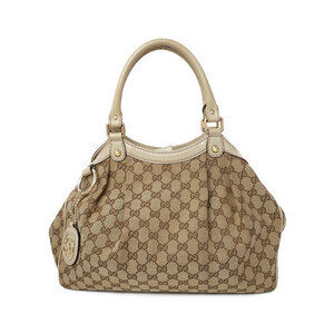 Gucci Sukey Tote bag GG monogram canvas leather trim White